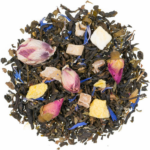 Kesse Minze - Grünteemischung mit Kräutern und Fruchtstücken, aromatisiert