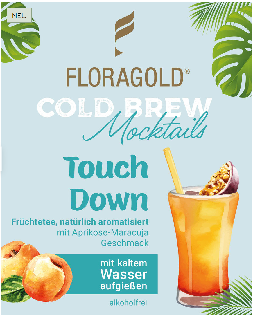 Coldbrew Mocktail Touch Down Früchtetee, Aprikose-Maracuja, 100g